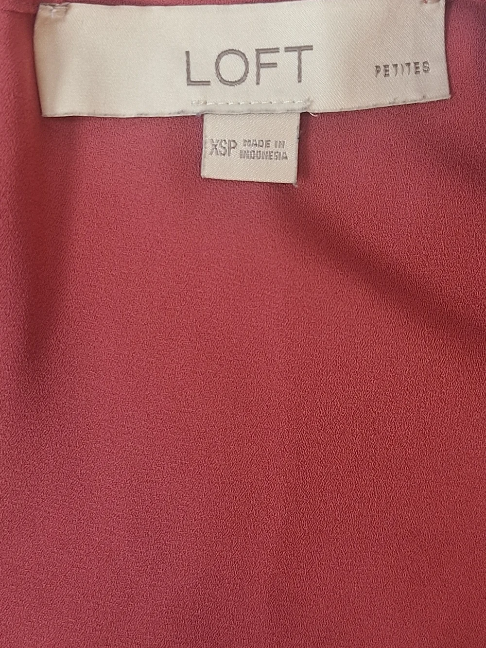 LOFT Petites Maroon Short Sleeve Blouse Button Back XSP
